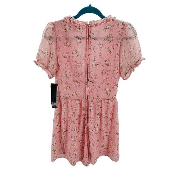 TRIXXI SZ S pink floral spring ruffle short sleeve romper NWT B88 - Picture 3 of 7